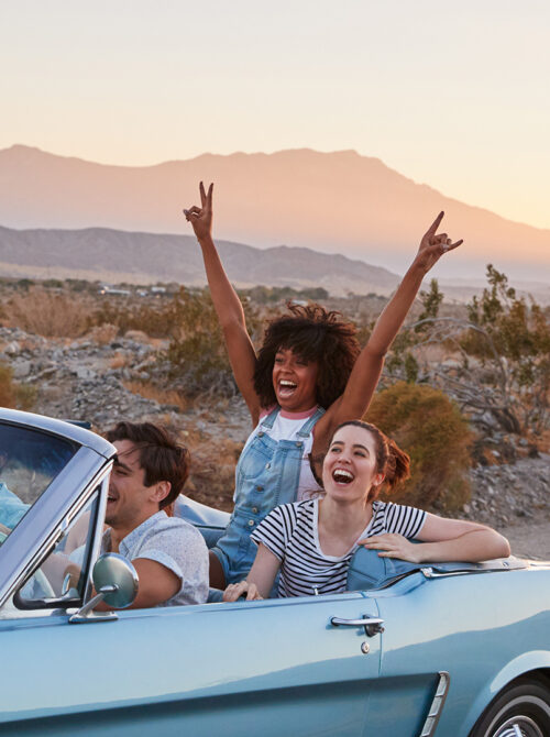 Friends road tripping on Route 66