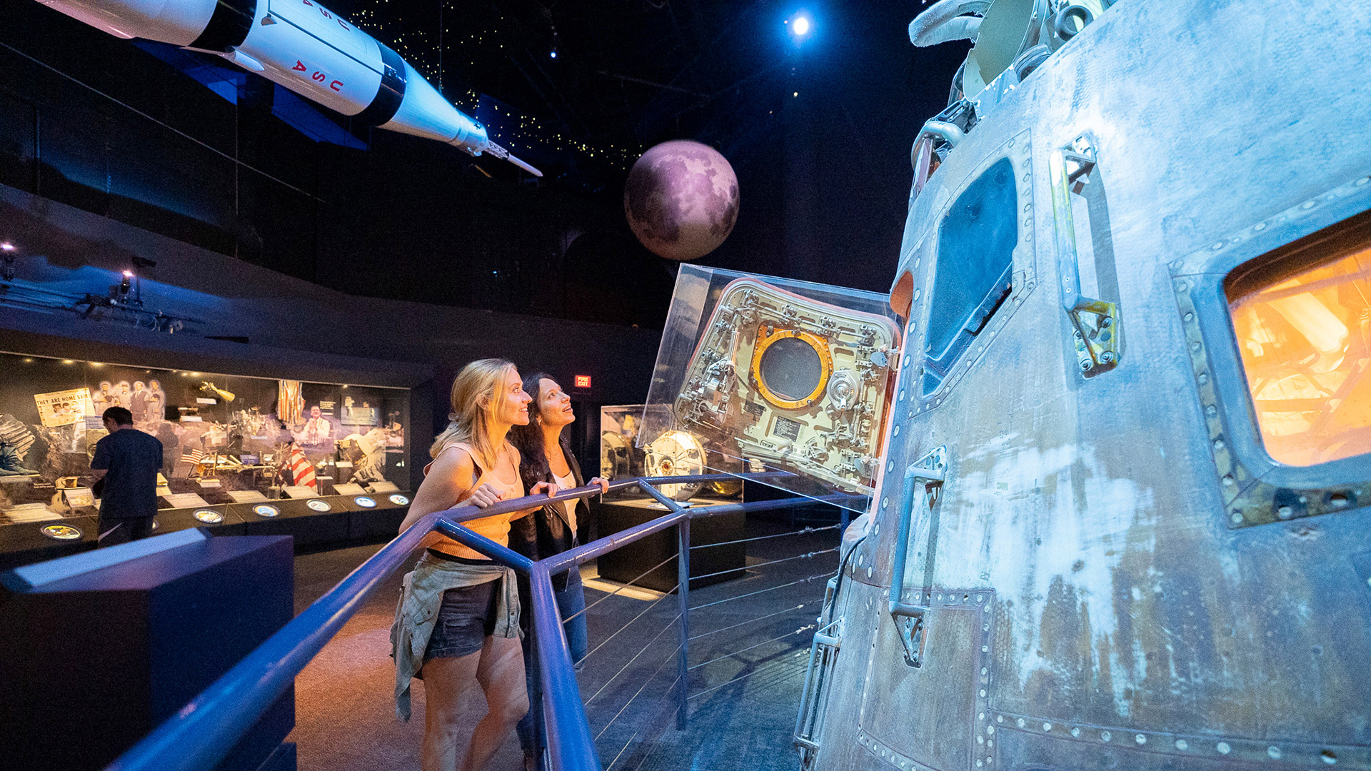 Viewing exhibits at Space Center Houston in Texas
