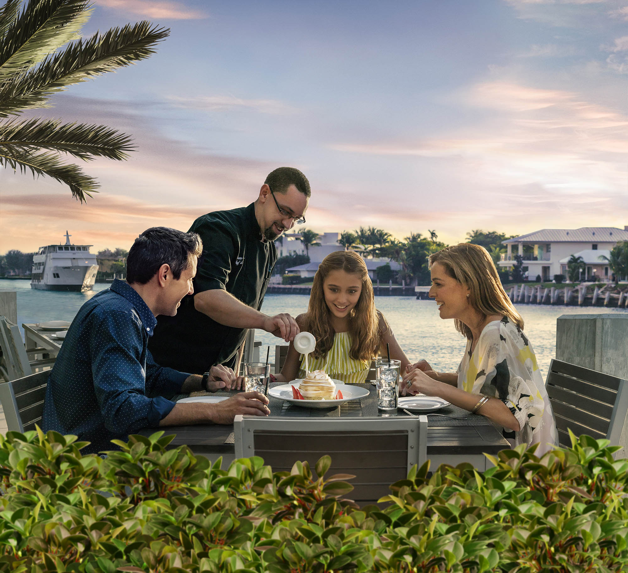 Jantar ao ar livre com vista para o mar em Fort Lauderdale, Florida