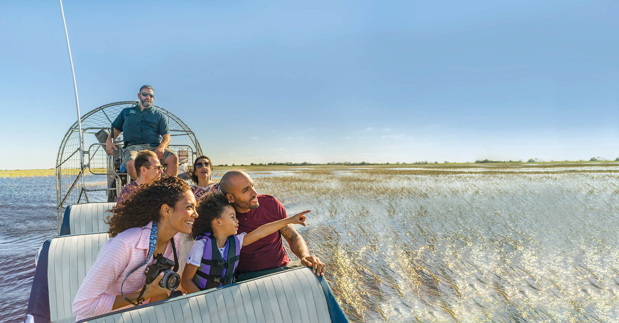 Desfrutando de um passeio de aerobarco pelosEverglades Florida ,Everglades Fort Lauderdale.