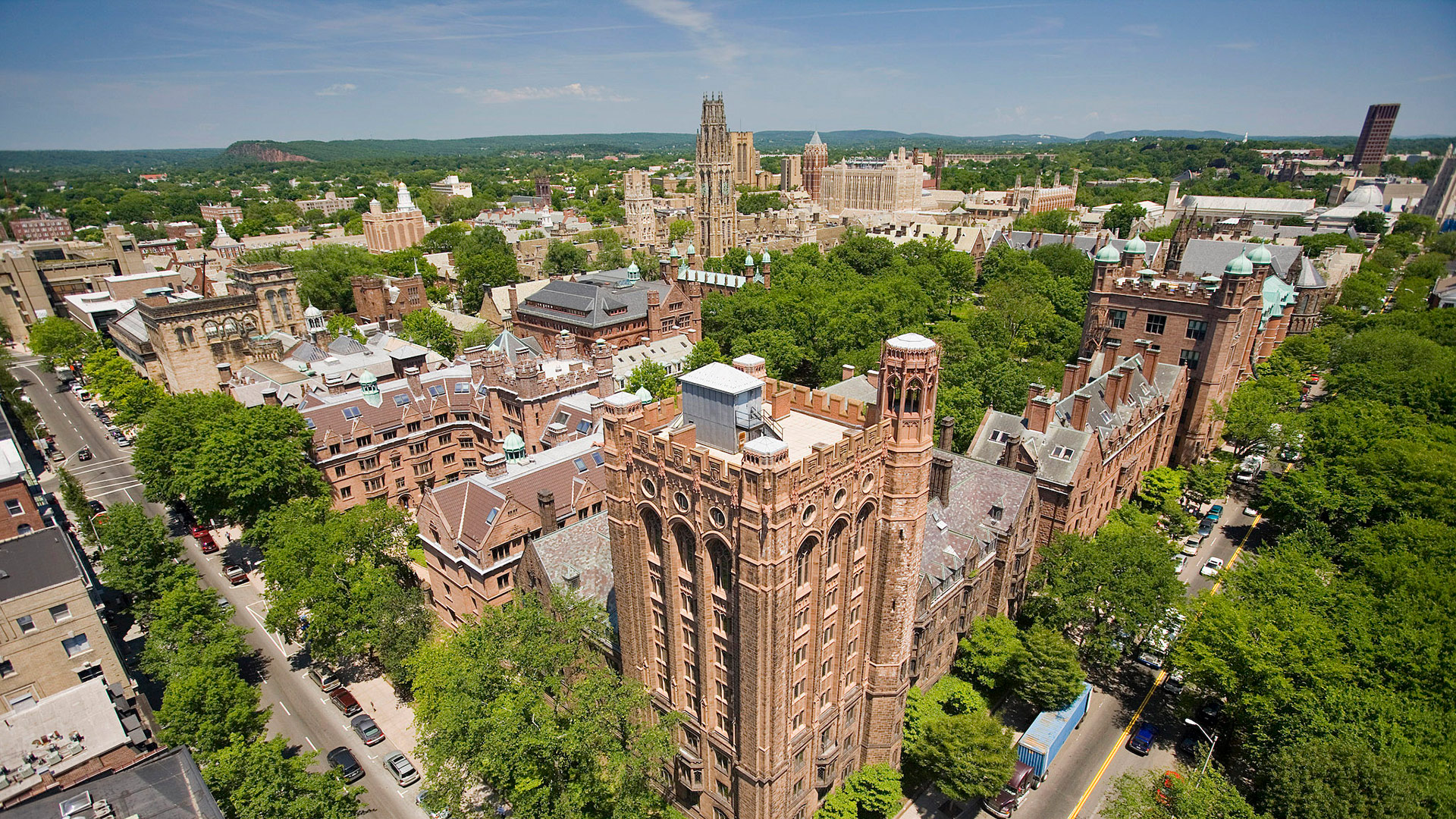 Aerial of Yale University in New Haven, Connecticut