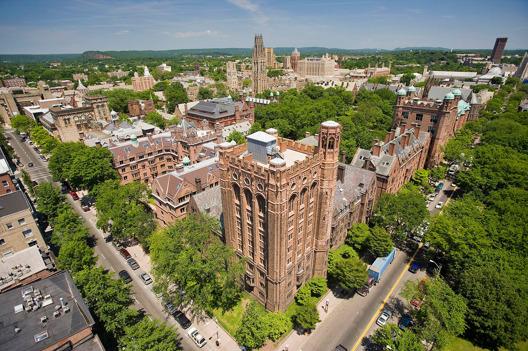 Aerial of Yale University in New Haven, Connecticut 
