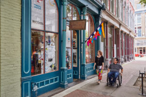 Visitors outside the Bricolage Art Collective in Paducah, Kentucky