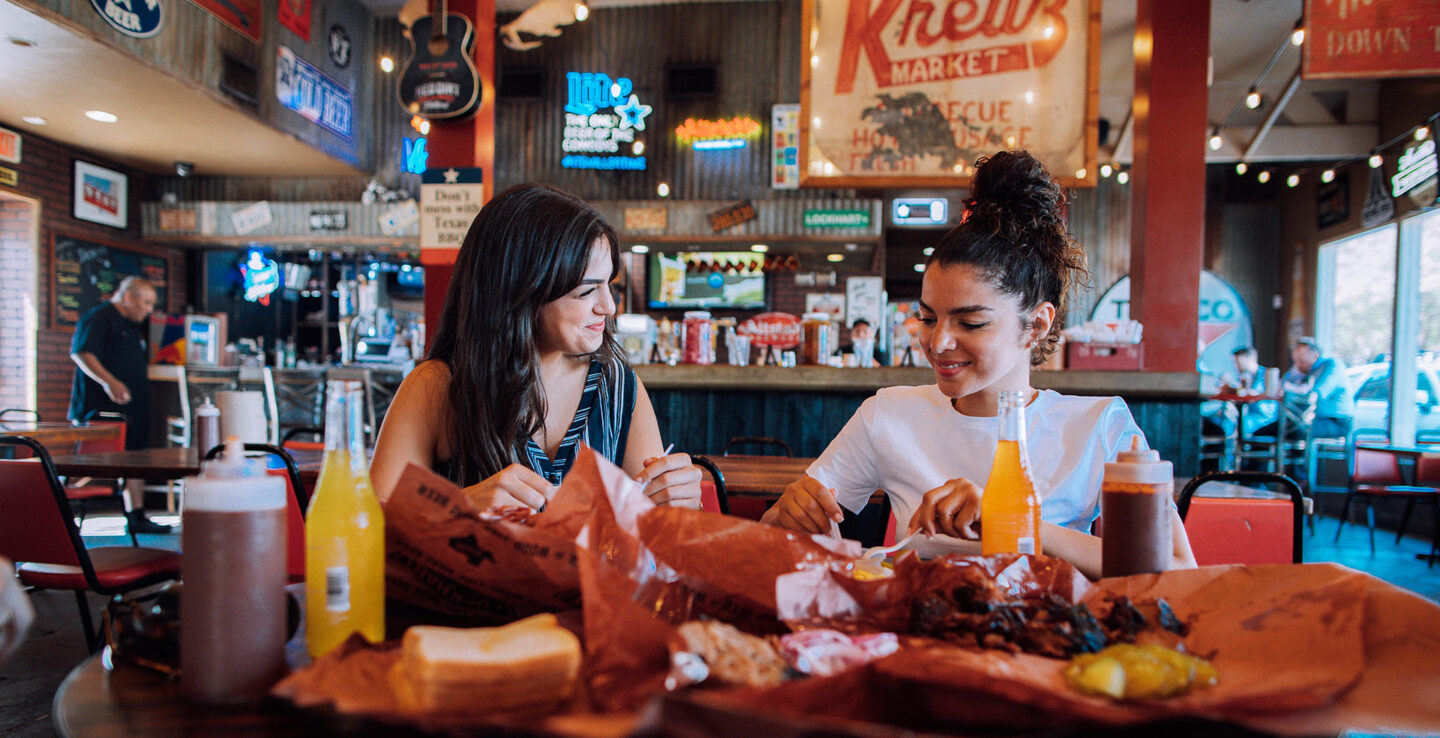 Dining at Kreuz Market in Lockhart, Texas