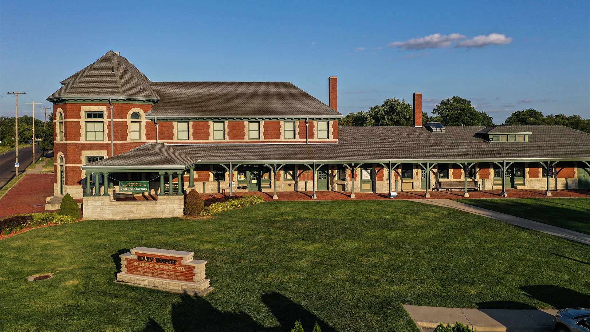 Exterior of the restored Katy Depot in Sedalia, Missouri