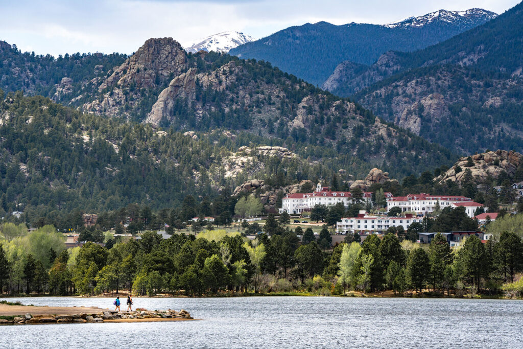 The Stanley Hotel and Lake Estes in Estes Park, Colorado; Credit: John Berry/Visit Estes Park