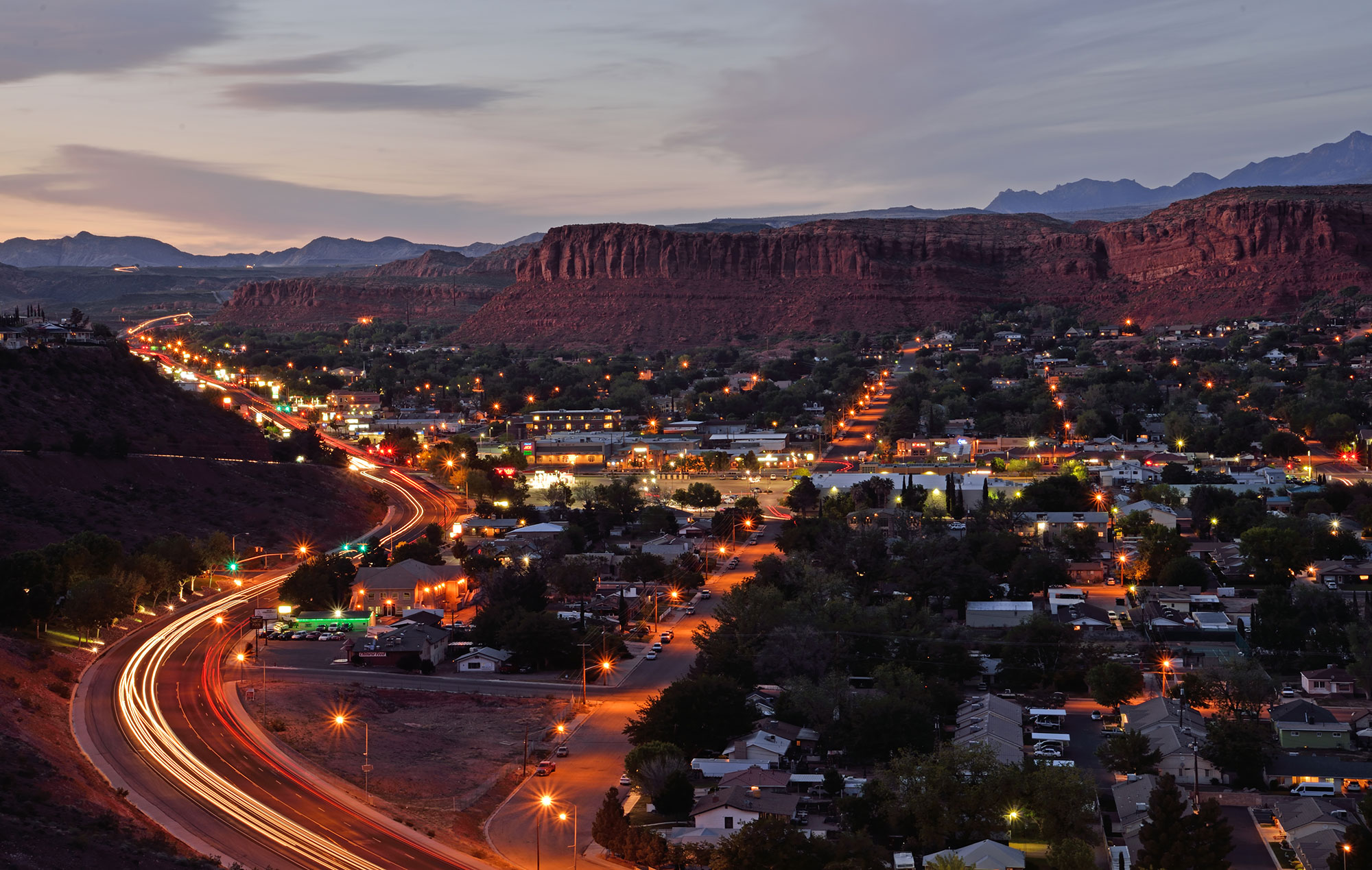 Luftbild von St. George , Utah bei Sonnenuntergang