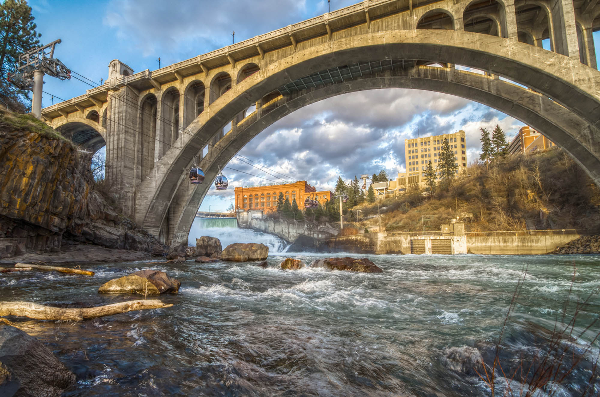 The Monroe Street Bridge over the Spokane River in Spokane, Washington; Credit: Visit Spokane