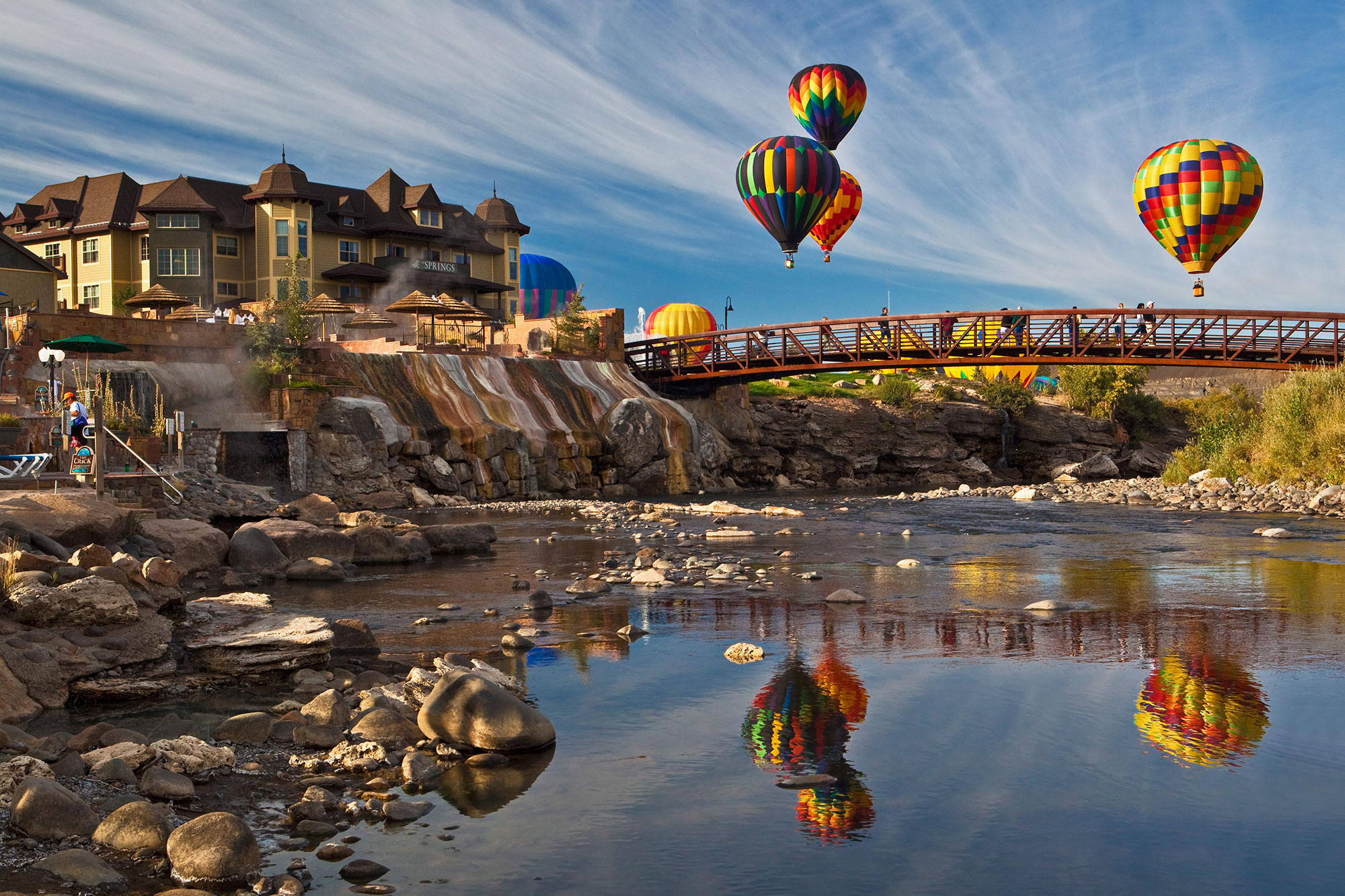 Hot air balloons over hot springs in Pagosa Springs, Colorado; Credit: Visit Pagosa Springs