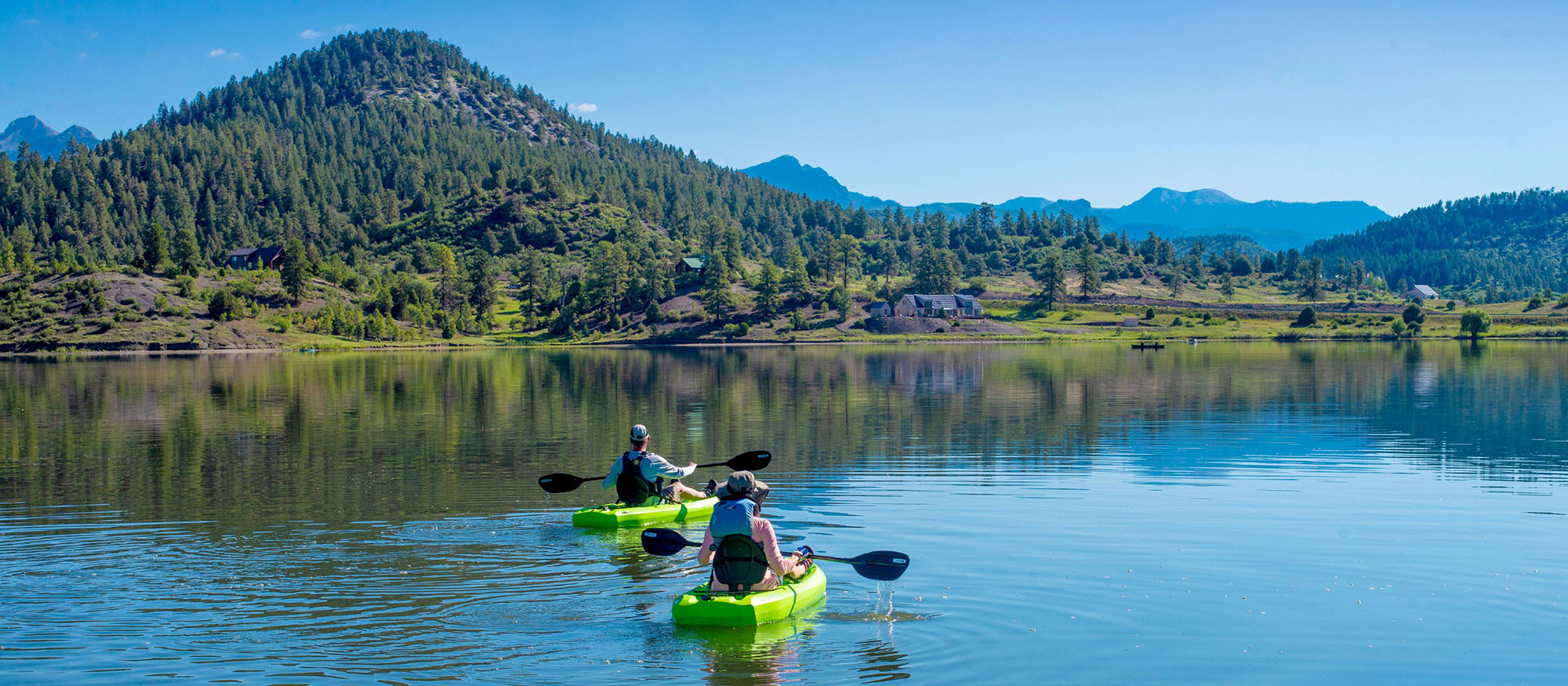 Kayakers on Williams Creek Reservoir near Pagosa Springs, Colorado; Credit: Visit Pagosa Springs