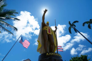 Original Kamehameha I Statue on Hawaiʻi Island in Hawaiʻi; Credit: Blake Bronstad