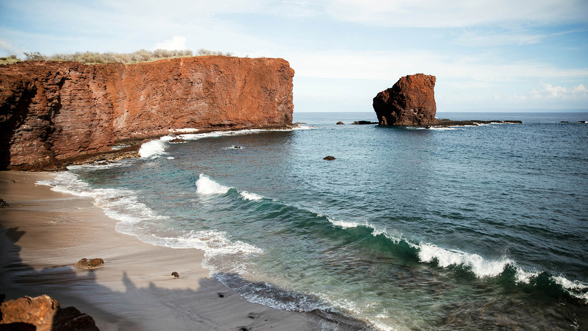 Vista de Puʻupehe em Lānaʻi, no Havaí; Crédito: Heather Goodman, HTA