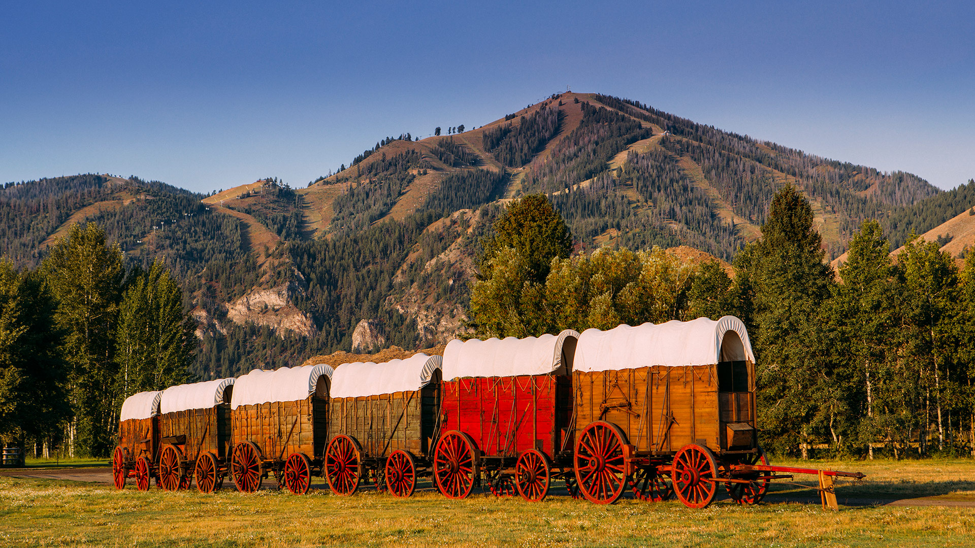 Blick auf Postkutschenwagen in Sun Valley, Idaho Bildnachweis: Ray J. Gadd
