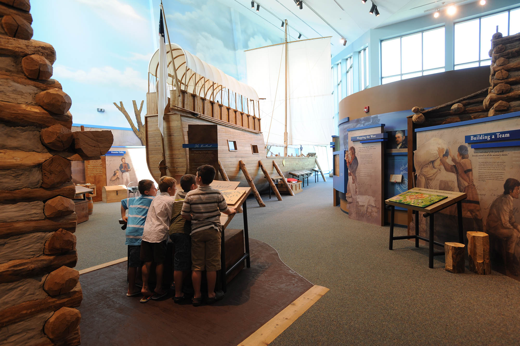 Kids enjoying the exhibits at Lewis & Clark State Historic Site in Southwest Illinois
