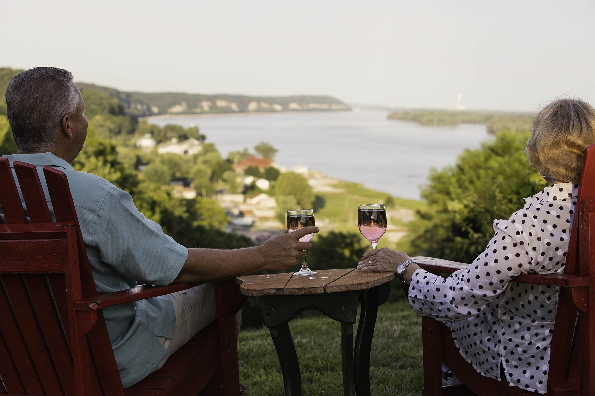 Enjoying wine and river views at Tara Point in Grafton, Illinois
