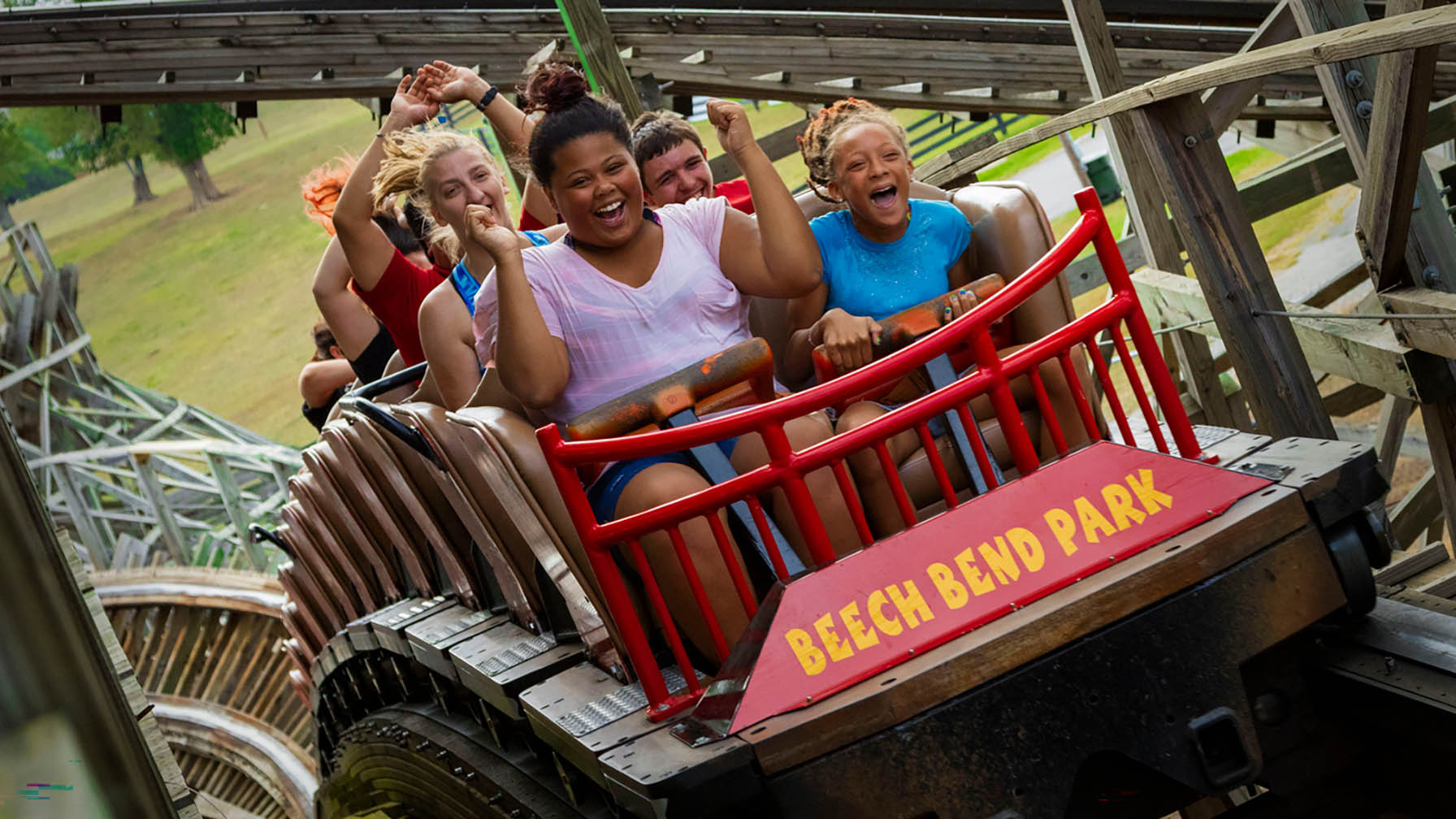 Kentucky Rumbler roller coaster at Beech Bend Amusement Park in Bowling Green, Kentucky