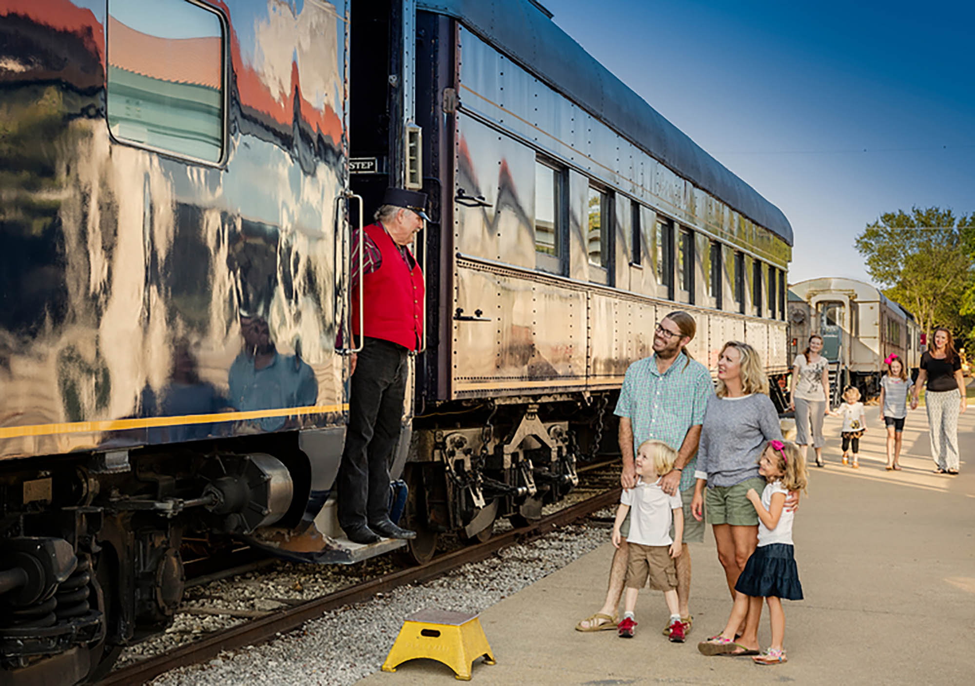 A family at the Historic RailPark and Train Museum in Bowling Green, Kentucky