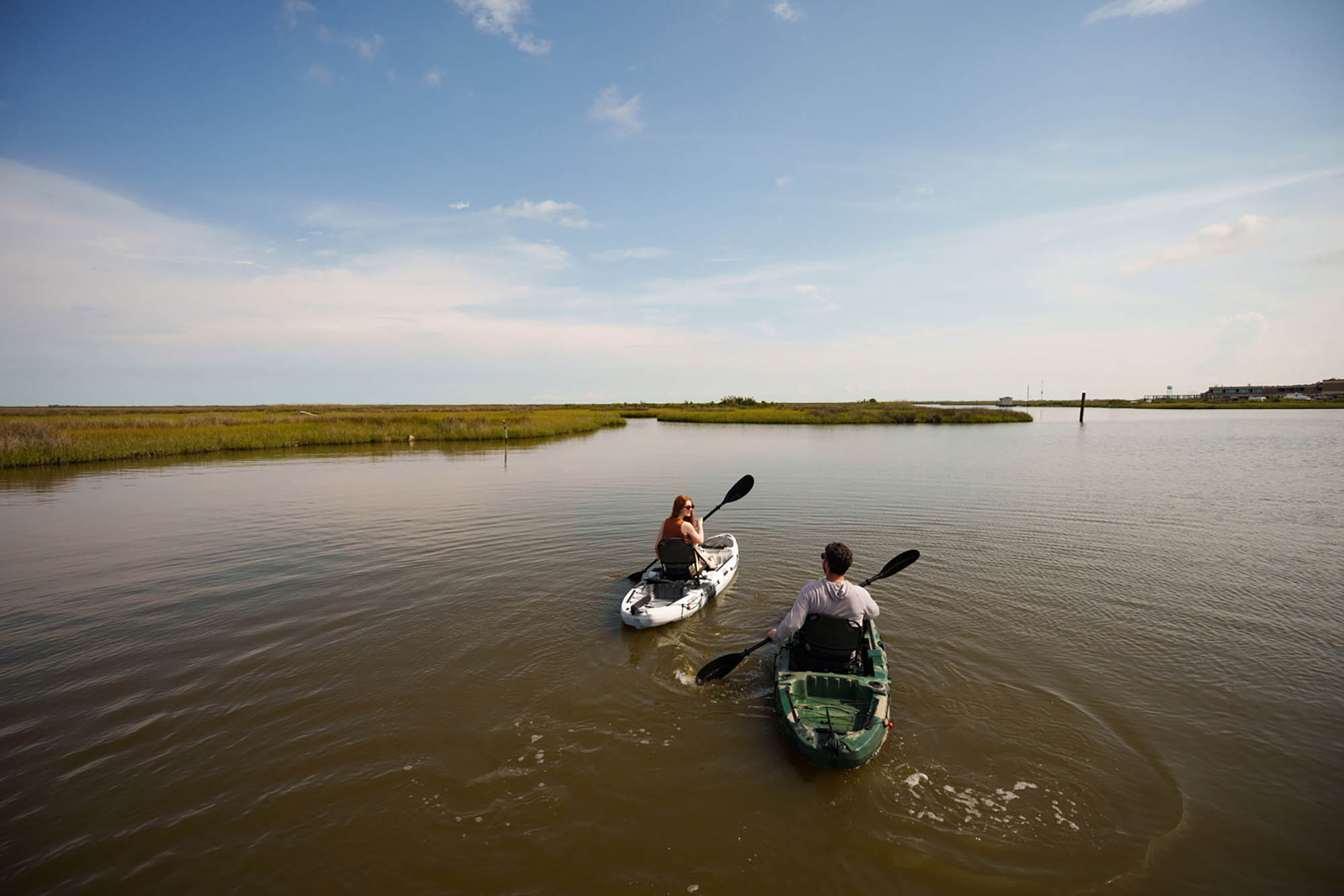 Two people kayaking in Houma, Louisiana