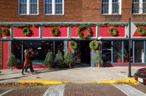 Brick District in downtown Fulton, Missouri, during the holidays; Credit: Notley Hawkins
