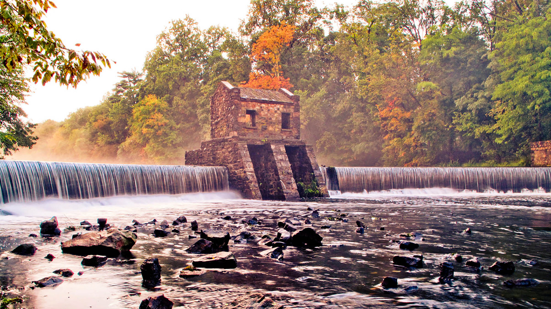 Le barrage historique de Speedwell sur le lac Speedwell à Morristown, New Jersey; Crédit : Morris County Park Commission