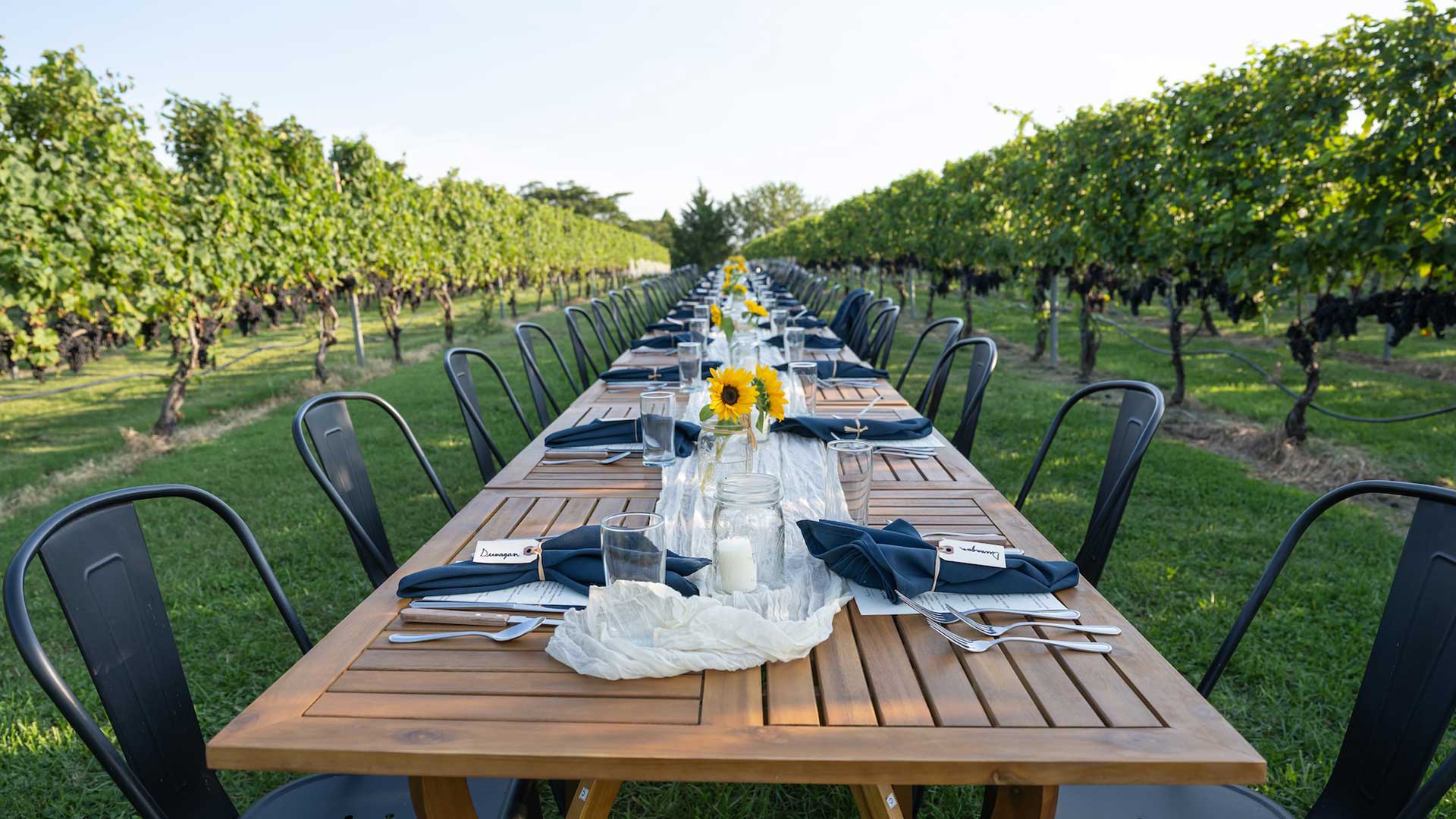 Jantar na vinícola Auburn Road Vineyards, em Sul de Jersey