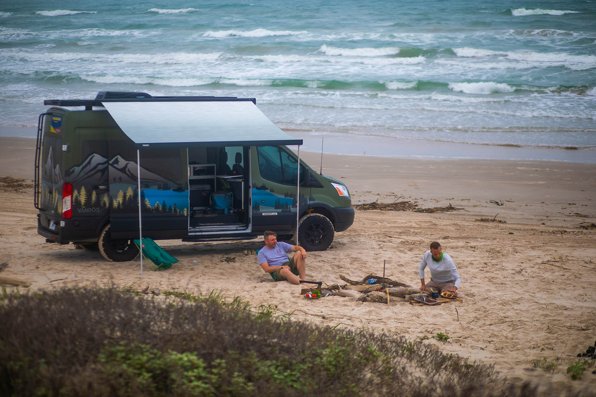 Camping on the beach in Corpus Christi, Texas

