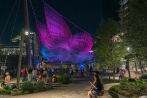 The Butterfly Rest Stop sculpture at Kaleidoscope Park in Frisco, Texas; Credit: Phillip Slaughter