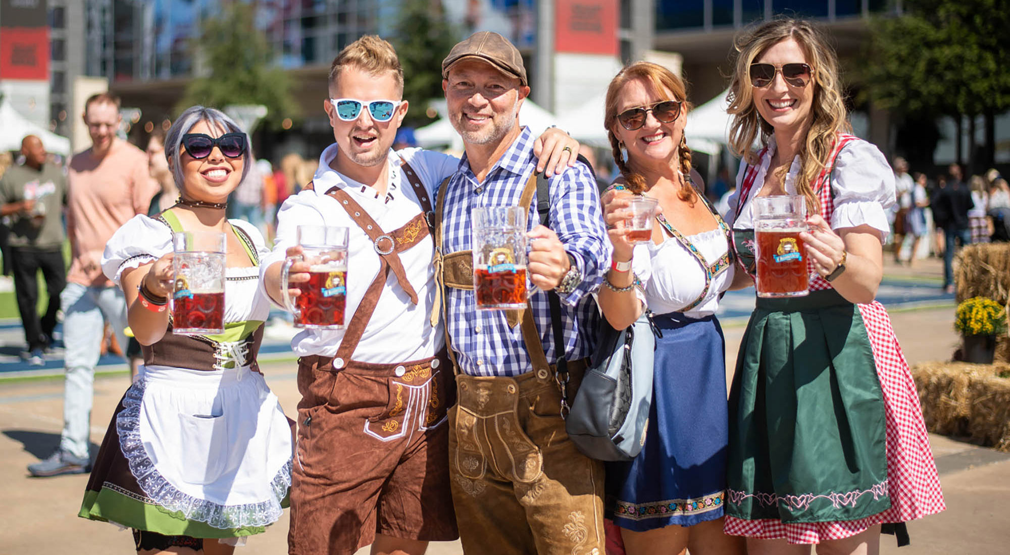 People drinking beer at Oktoberfest in Frisco, Texas