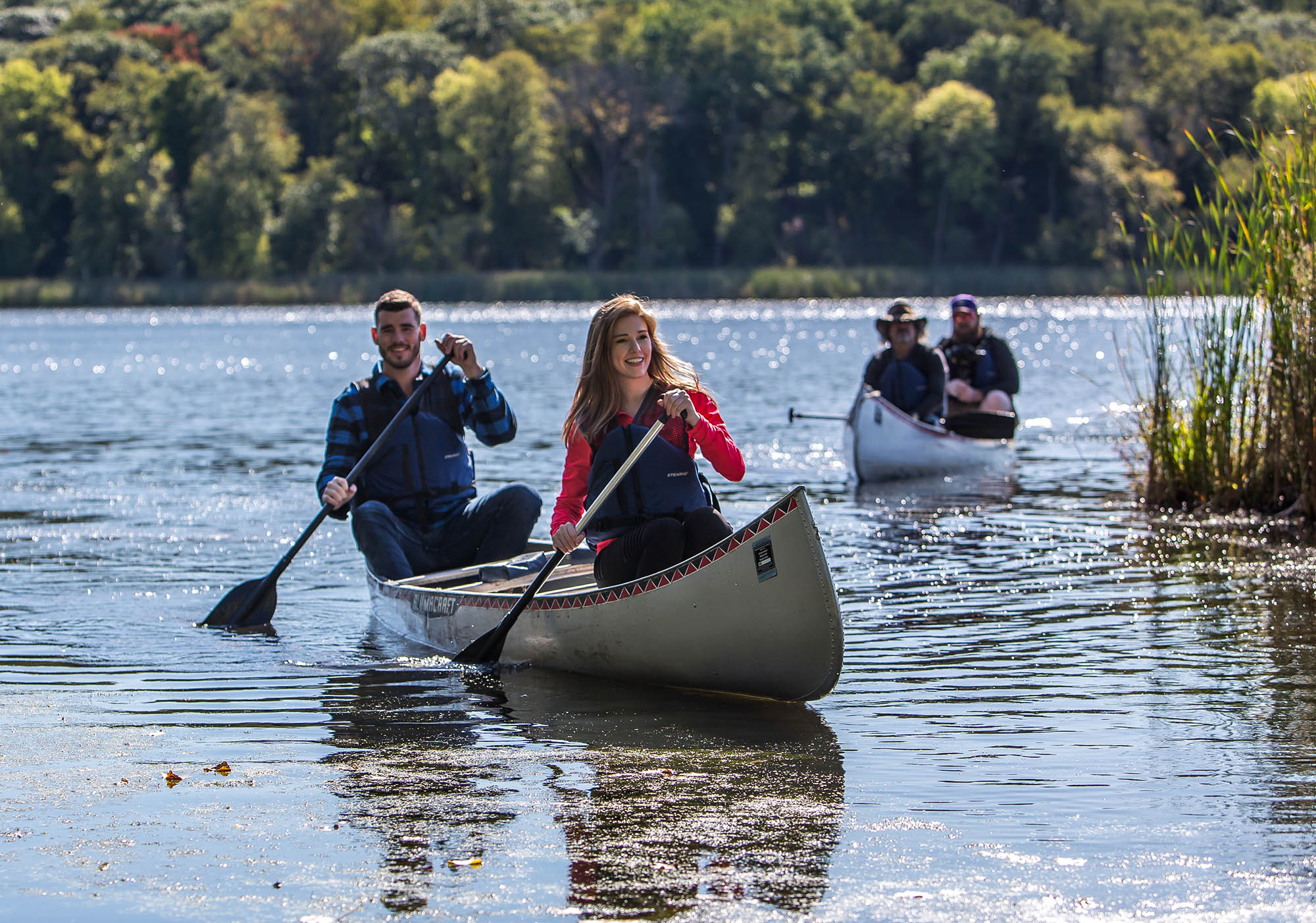 Canoeing on Westwood Lake in St. Louis Park, Minnesota