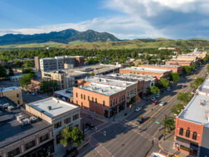 Aerial view of downtown Bozeman, Montana