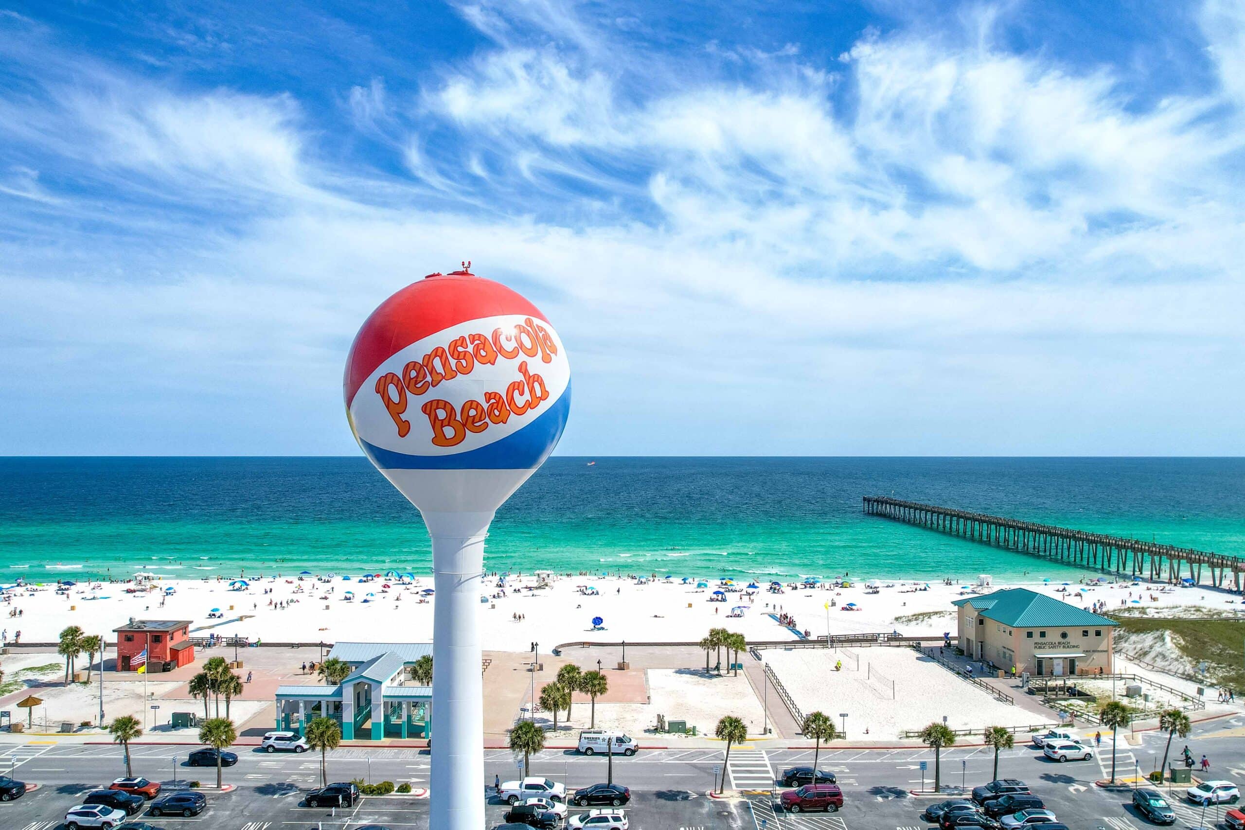 The Pensacola Beach water tower in Pensacola, Florida
