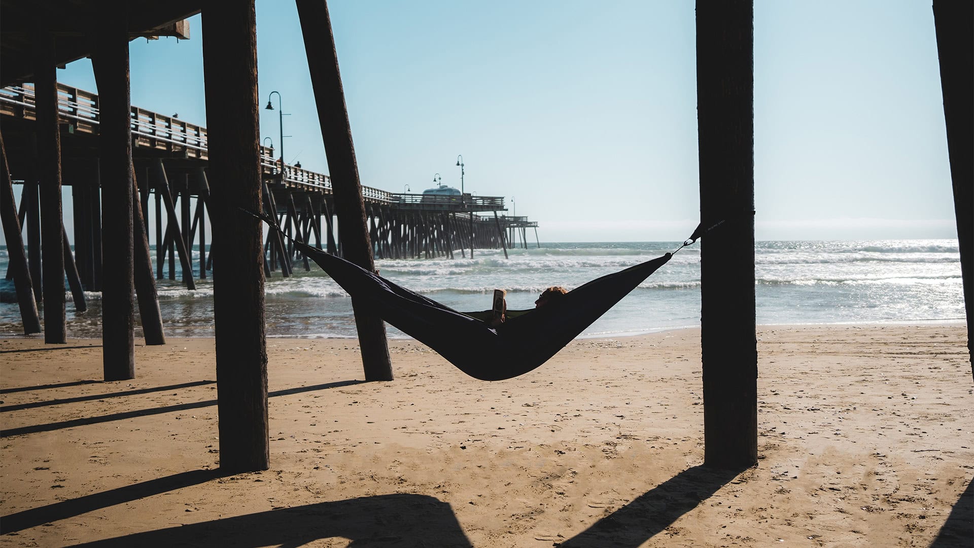 Relaxing in a hammock in Pismo Beach, California