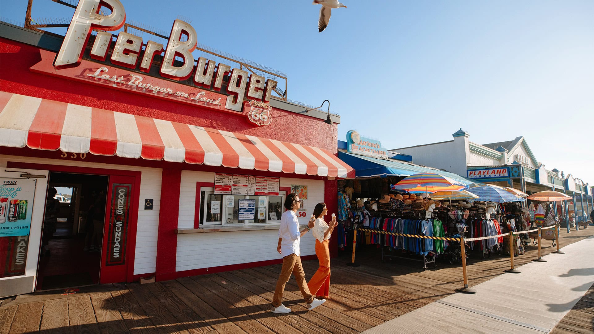 Besuch bei PierBurger auf dem Santa Monica Pier in Santa Monica, Kalifornien