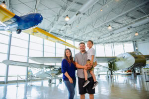 A family at the Silent Wings Museum in Lubbock, Texas