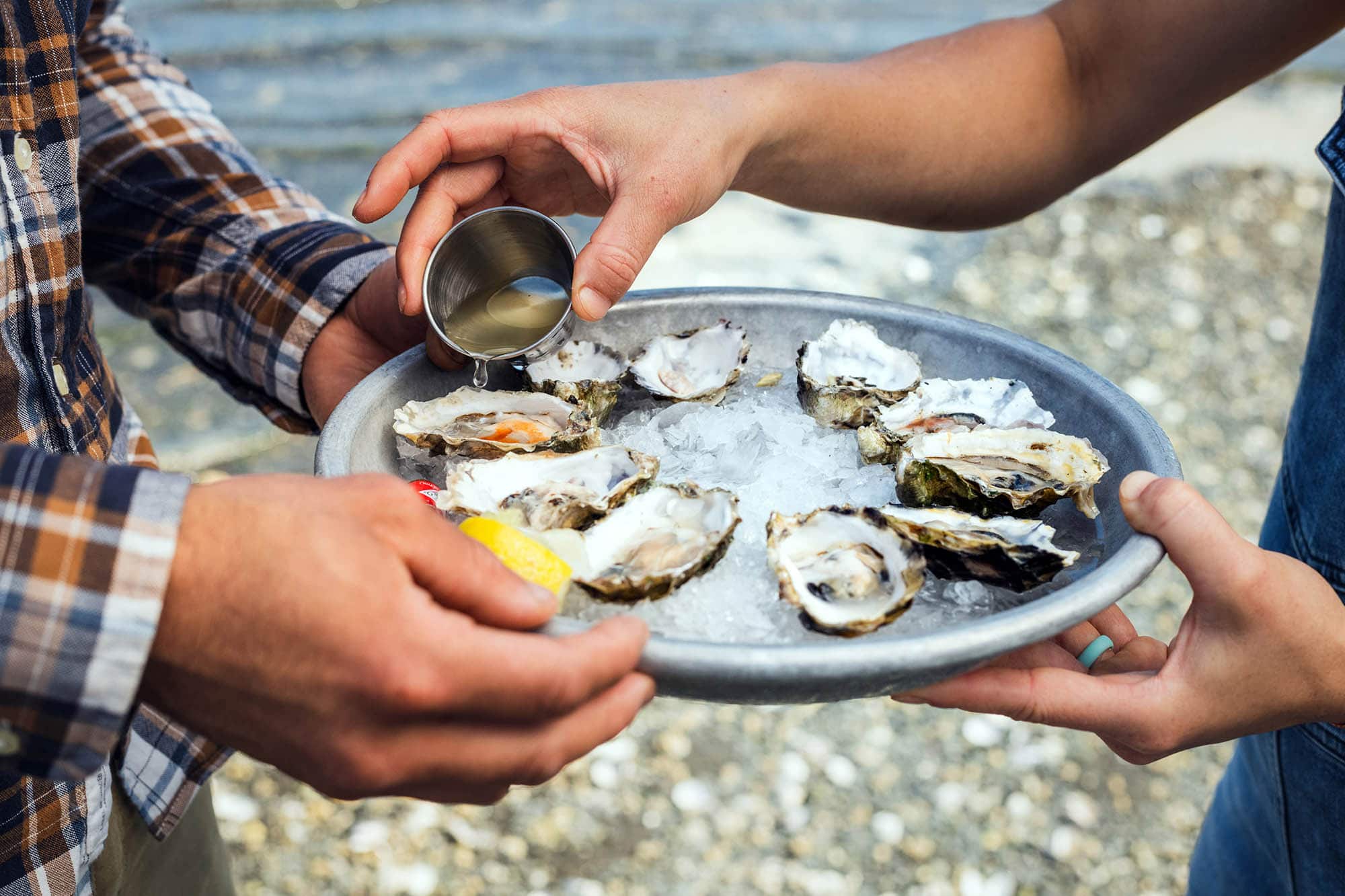 Una bandeja de ostras del Hama Hama Oyster Saloon, en Lilliwaup, Washington