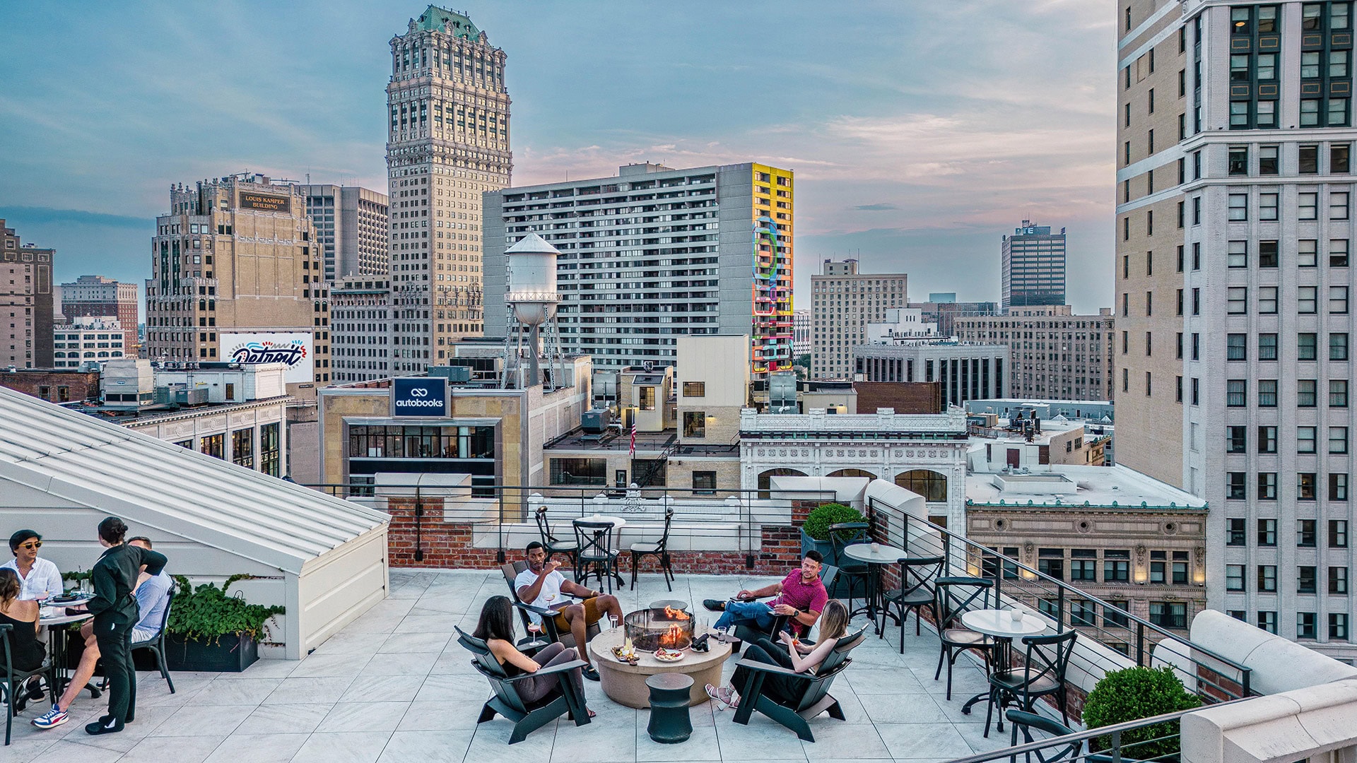 Rooftop dining at The Monarch Club in Detroit, Michigan