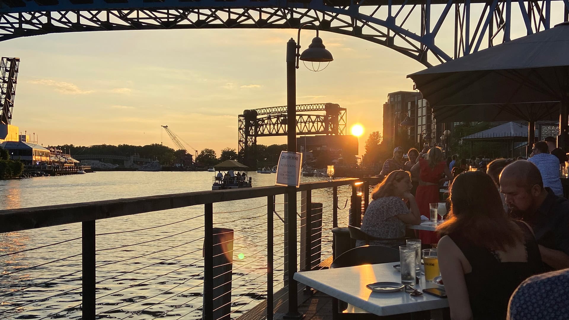 Waterfront dining at Collision Bend Brewing Company in Cleveland, Ohio