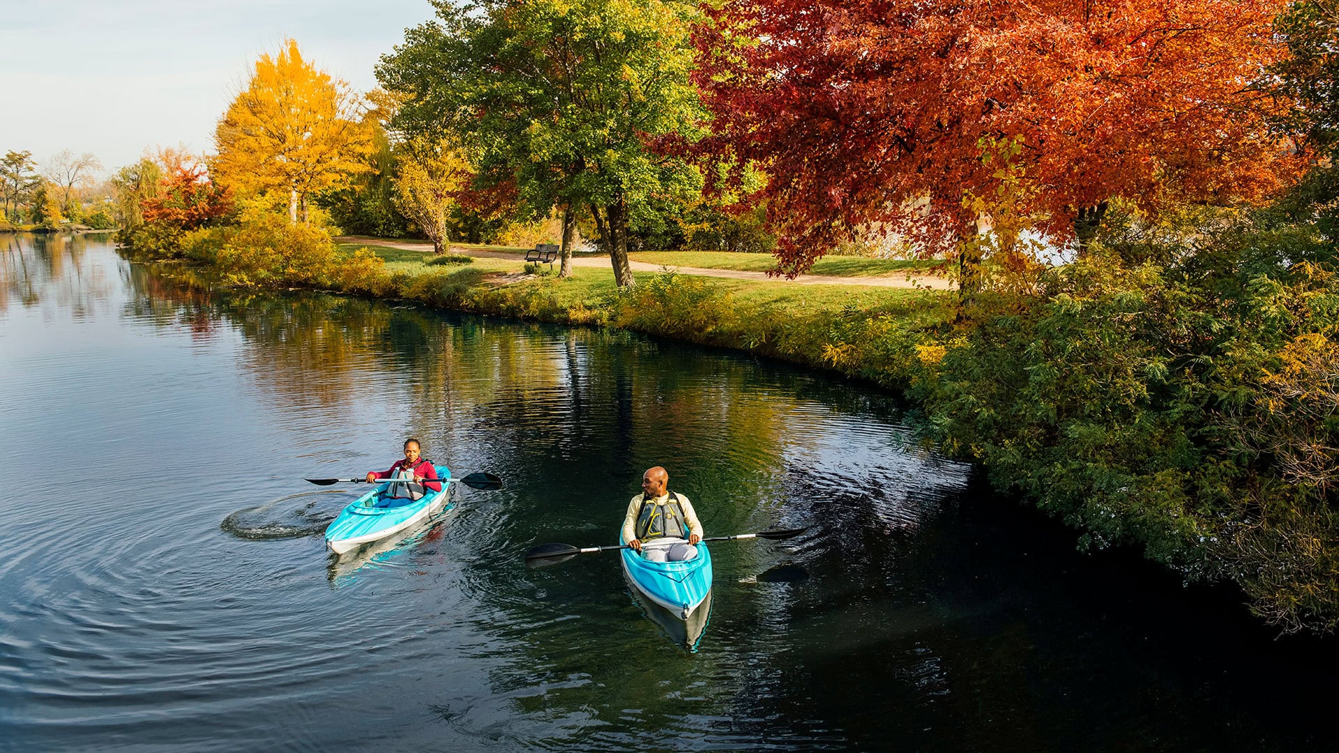 Paddling the Huron River near Ann Arbor, Michigan