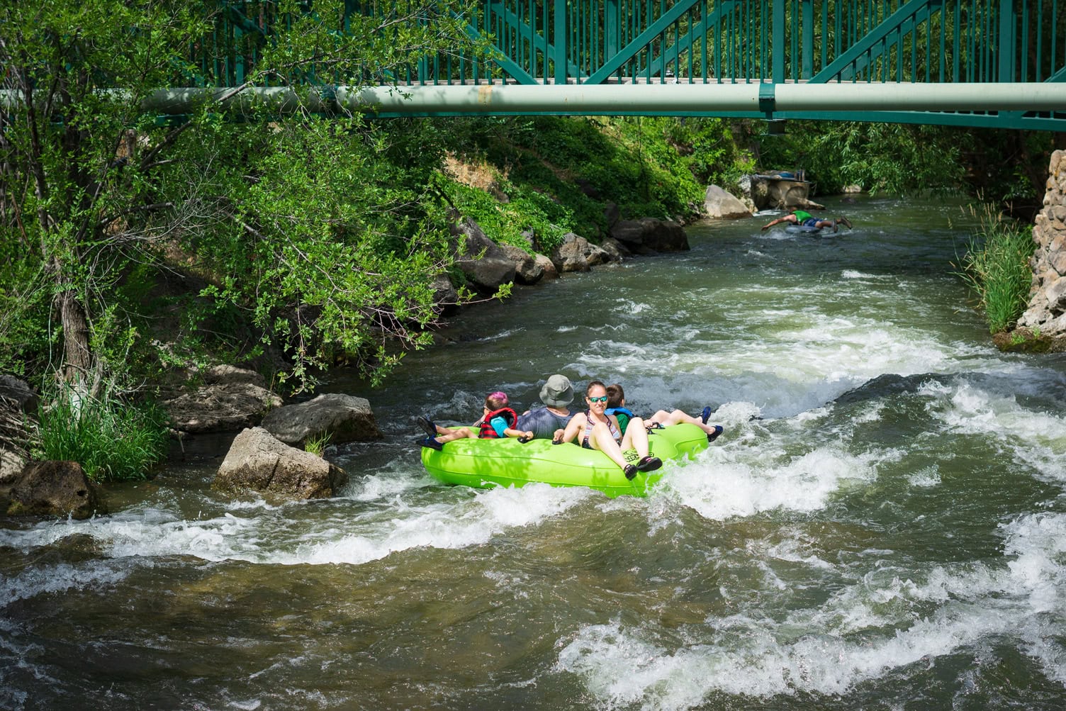People whitewater rafting in Pocatello, Idaho