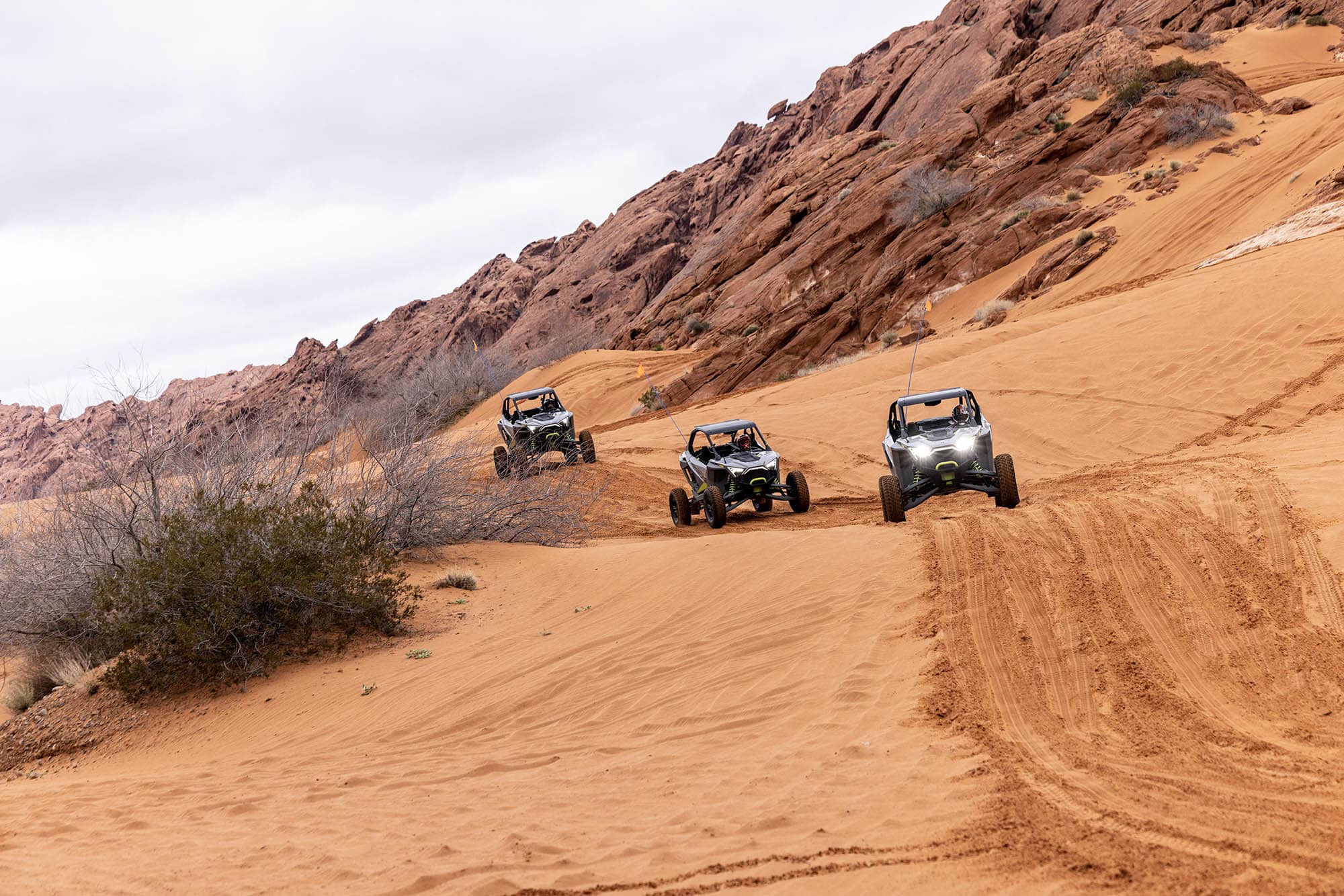 Riding all-terrain vehicles near Overton, Nevada