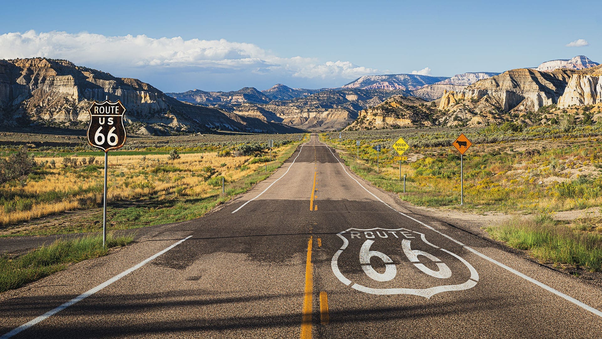 Wüstenlandschaften umgeben Route 66