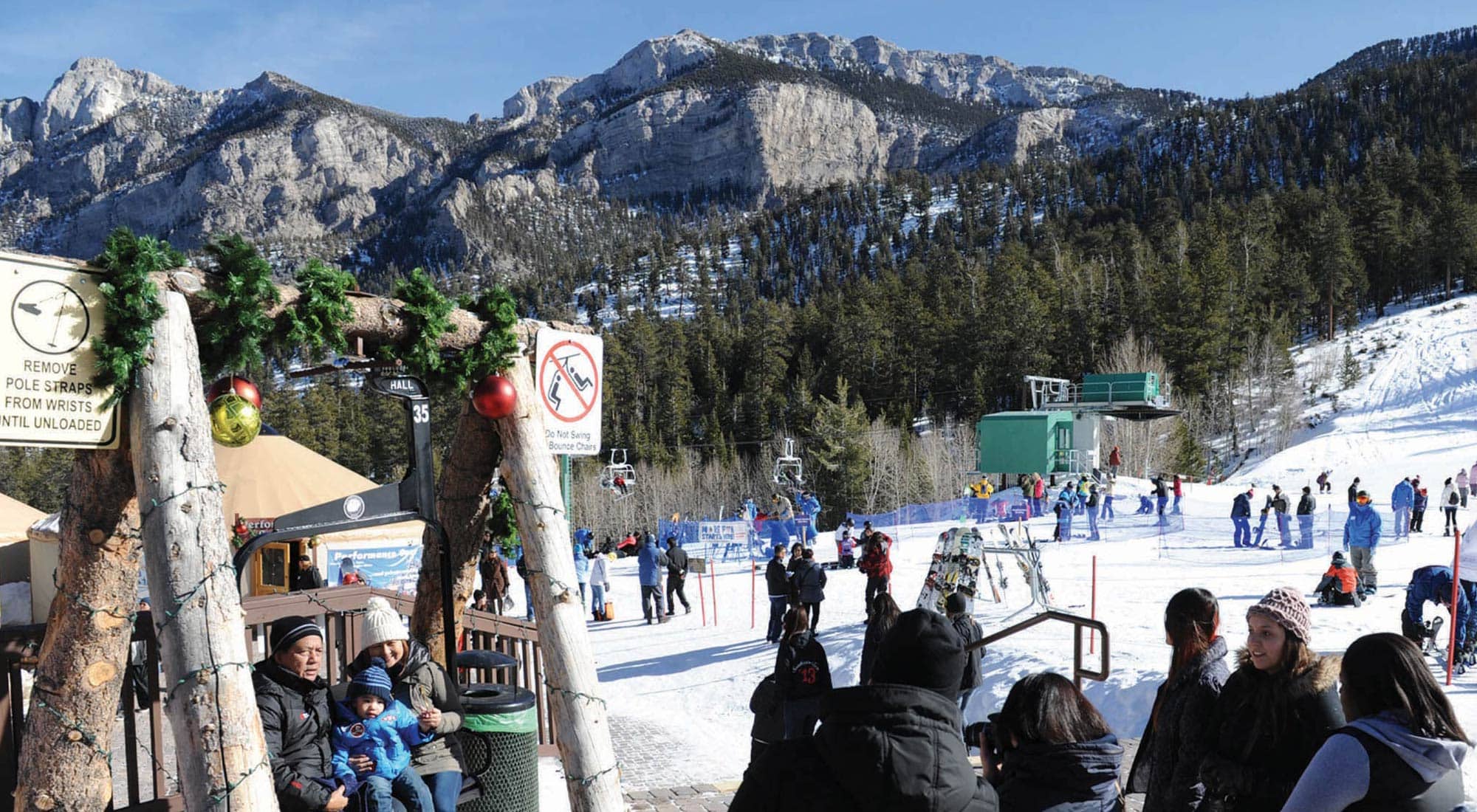 Skiers at Lee Canyon near Las Vegas, Nevada